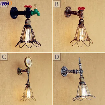 

IWHD Rustic Retro Water Pipe Wall Light LED Wandlampen Vintage Wall Lamp Edison Loft Industrial Wall Sconce Apliques Pared