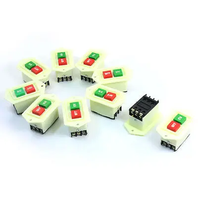 

10pcs Green Red On/Off Button Latching Pushbutton Switch AC 380V 10A