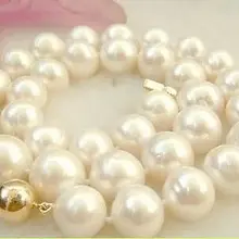 Очень хороший БЛАГОРОДНЫЙ ААА ЮЖНОГО МОРЯ 13-14 ММ БЕЛЫЙ ЖЕМЧУГ ОЖЕРЕЛЬЕ 1" 14KGP отмечены Серебряный люкс женщины Ювелирные Изделия