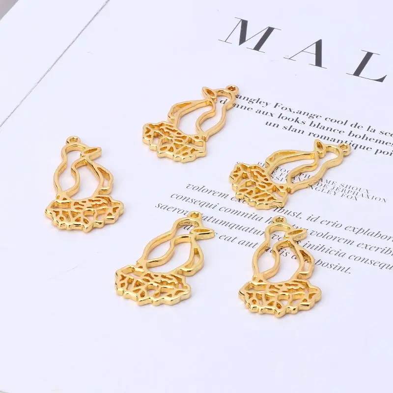5 шт стоящий Пингвин полые рамки подвески Bezels Создание украшений из каучука