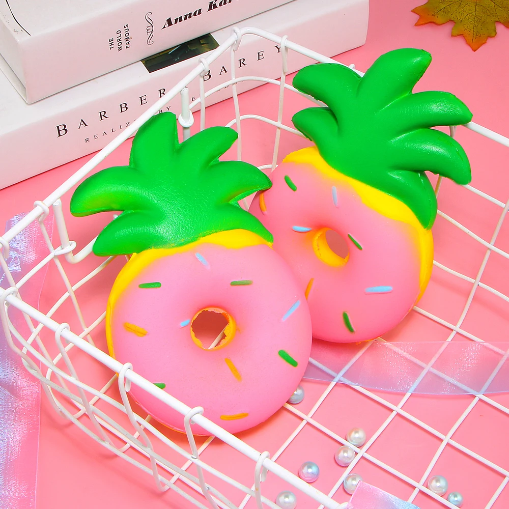 Jumbo Pineapple Donut Squishy Fruit Squishies Cream Scented Slow Rising Squeeze Toy Phone Strap Original Package 3