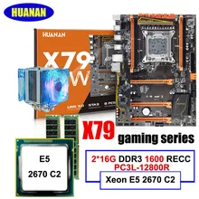 NHUANAN deluxe X79 LGA2011 игровая Материнская плата Процессор оперативная память комбо Xeon E5 2670 C2 С процессорным вентилятором оперативная память 32 г(2*16 г) DDR3 1600 МГц RECC