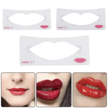 

3pcs Fashion Reusable Lip Shaping Shaper DIY Stencil Template Card Make Up Tool Lip Mouth Card Beauty Tool Make Up Card Tool