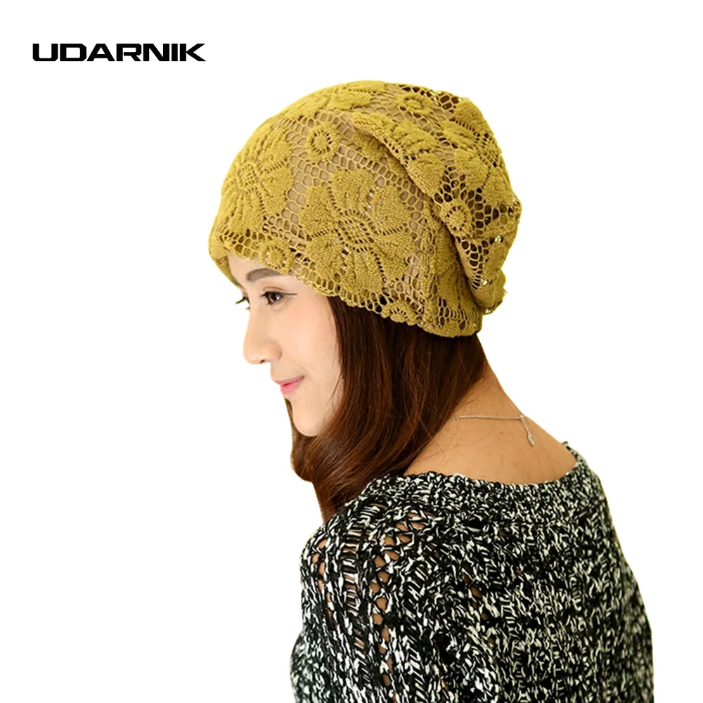 

Women Summer Floral Lace Chemo Hat Nightcap Wrap Turban Bonnet Beanie Girl Black 038-669