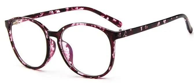 Женские очки, оправа, мужские очки, оправа, Ретро стиль, Круглые, прозрачные линзы, очки, оптическая оправа для очков, прозрачная - Цвет оправы: purple flower