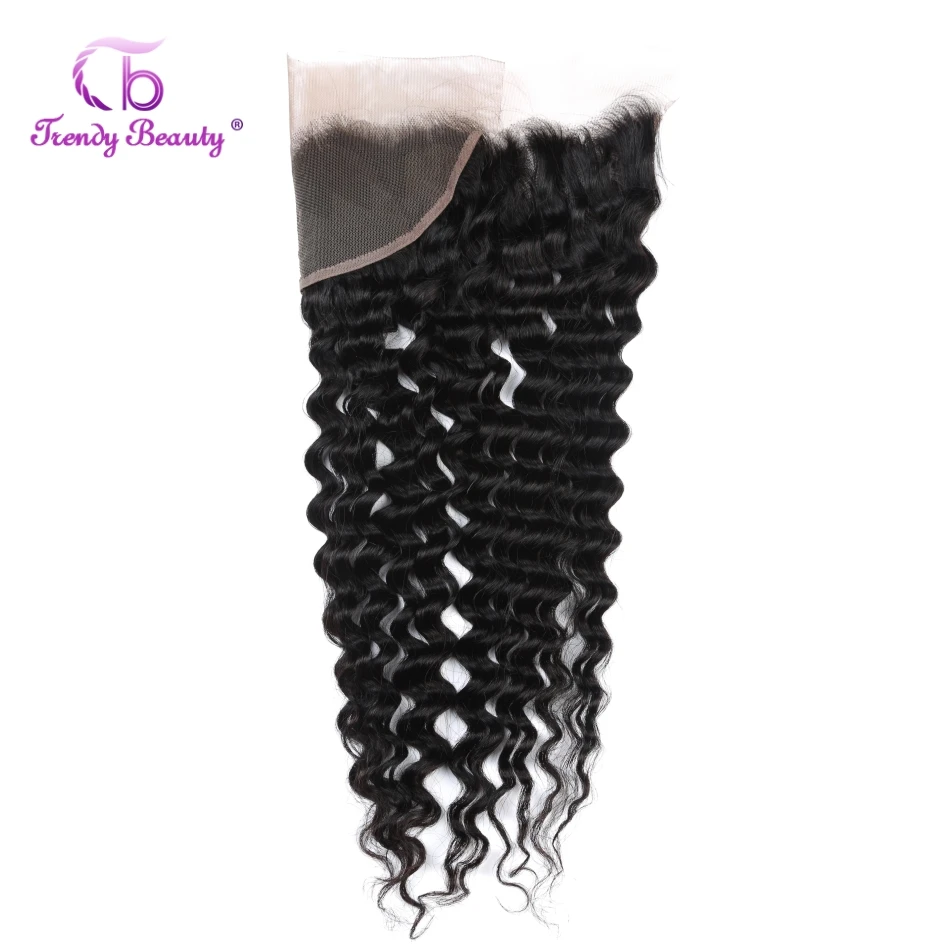 Trendy Beauty Brazilian Deep Wave 13*4 Ear to Ear Free Part Lace Frontal Closure 100% Human Hair Natural Black 10-20 Inches Trendy Beauty Brazilian Deep Wave 13*4 Ear to Ear Free Part Lace Frontal Closure 100% Human Hair Natural Black 10-20 Inches