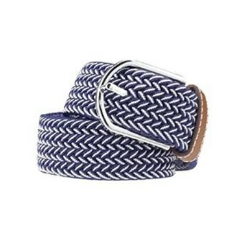 

Men Casual Canvas Belt Elastic Rubber Concise Belt Metal Buckle Belt Blue white