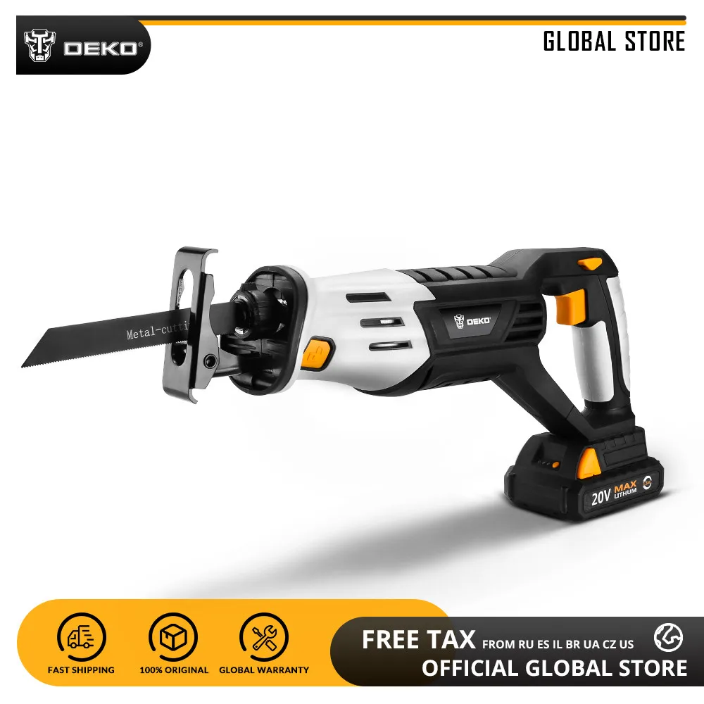 Günstige DEKO QD6102 20V Akku säbelsäge Einstellbare Geschwindigkeit Elektrische Säge mit Batterie und 4 Stück Klingen