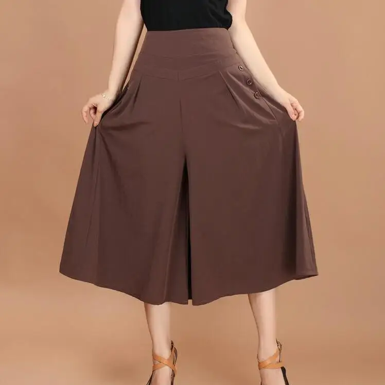 

2017 Spring Summer Fashion High Waist Wide Leg Pants Female Plus Size Loose Casual Seven Yards Pants Trouser For Women F132