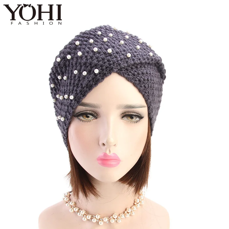 

New winter Crochet hand-made wool hat pearl cross scarf cap ethnic cap Slouchy Hat India Cap for women hat