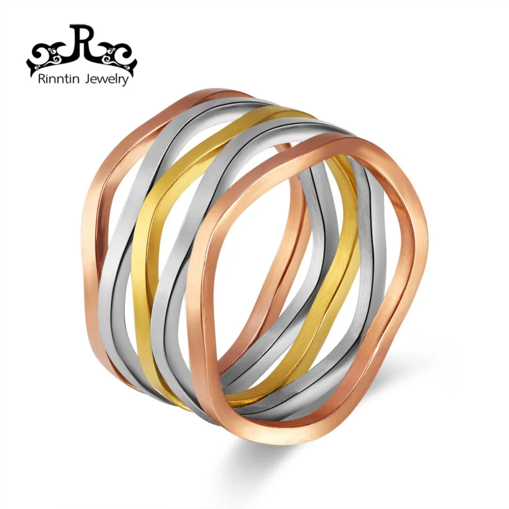 

ORSA JEWELS Real Stainless Steel 14 MM Rings For Men &Women Unique Design Party Trendy Cuff Finger Fashion Jewelry DGTR68