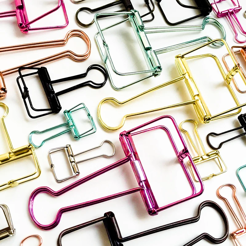 

2pcs/Lot Metal Material Binder Clips Rose Gold Stationery Paper Clip Dovetail Notes Document Folder Clips Office Supplies