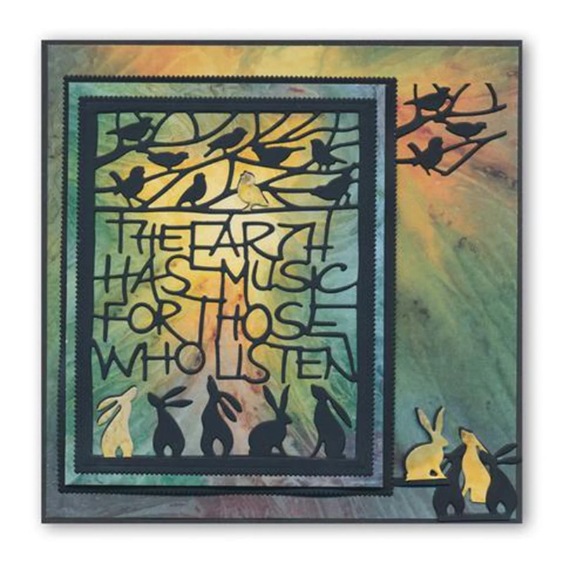 

Earth Has Music Rabbit Frame Metal Cutting Dies Stencils For DIY Scrapbooking Decoration Embossing Supplier Paper Craft Die Cut