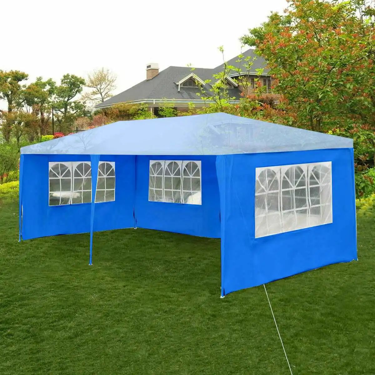 Ткань Оксфорд вечерние палатки стеновые стороны водонепроницаемый сад патио открытый навес 3x6 м солнце стены навес от солнца укрытие брезент боковины солнцезащитный козырек - Цвет: Blue