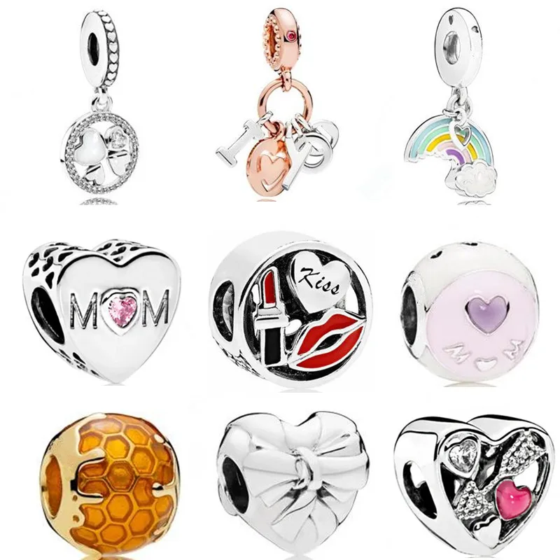 

European Fashion New Original Honeycomb Beads Pendant Series DIY Suitable for Pandora Bracelet Women Jewelry Gift Charm