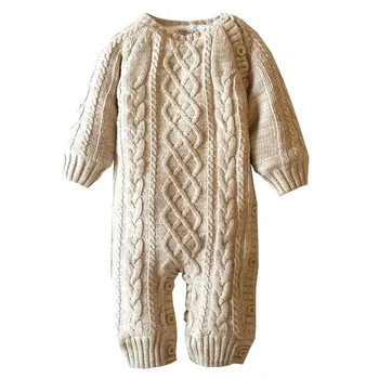 

Cotton Thick Fleece Twist Knitted Sweaters Baby Girl Romper Baby Girl Winter Clothes ABS-1534