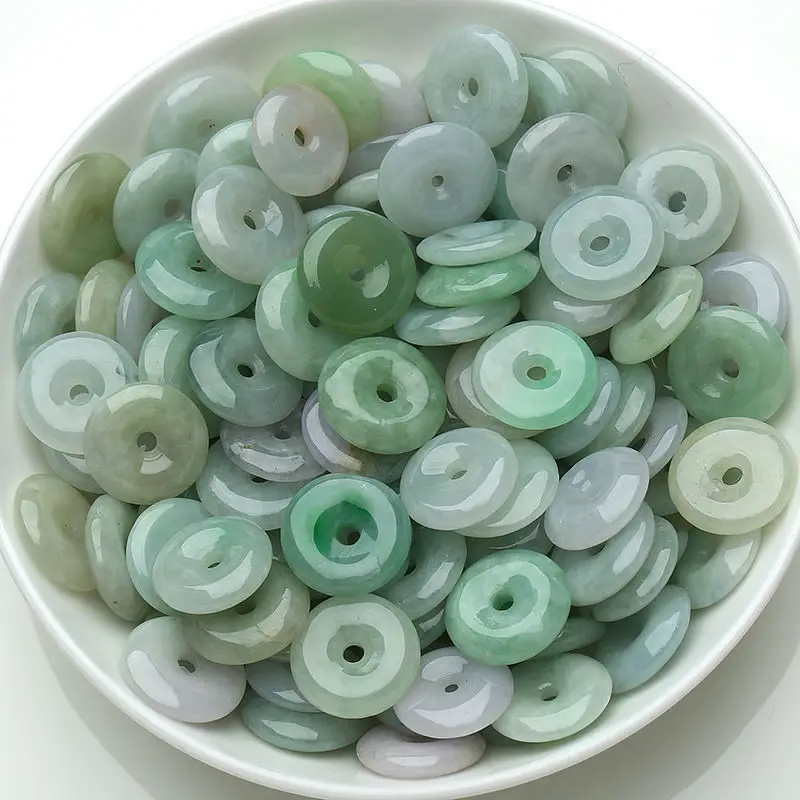 

10pcsTexture 100% Natural Grade A Jadeite Jade Big Circle Loose Beads