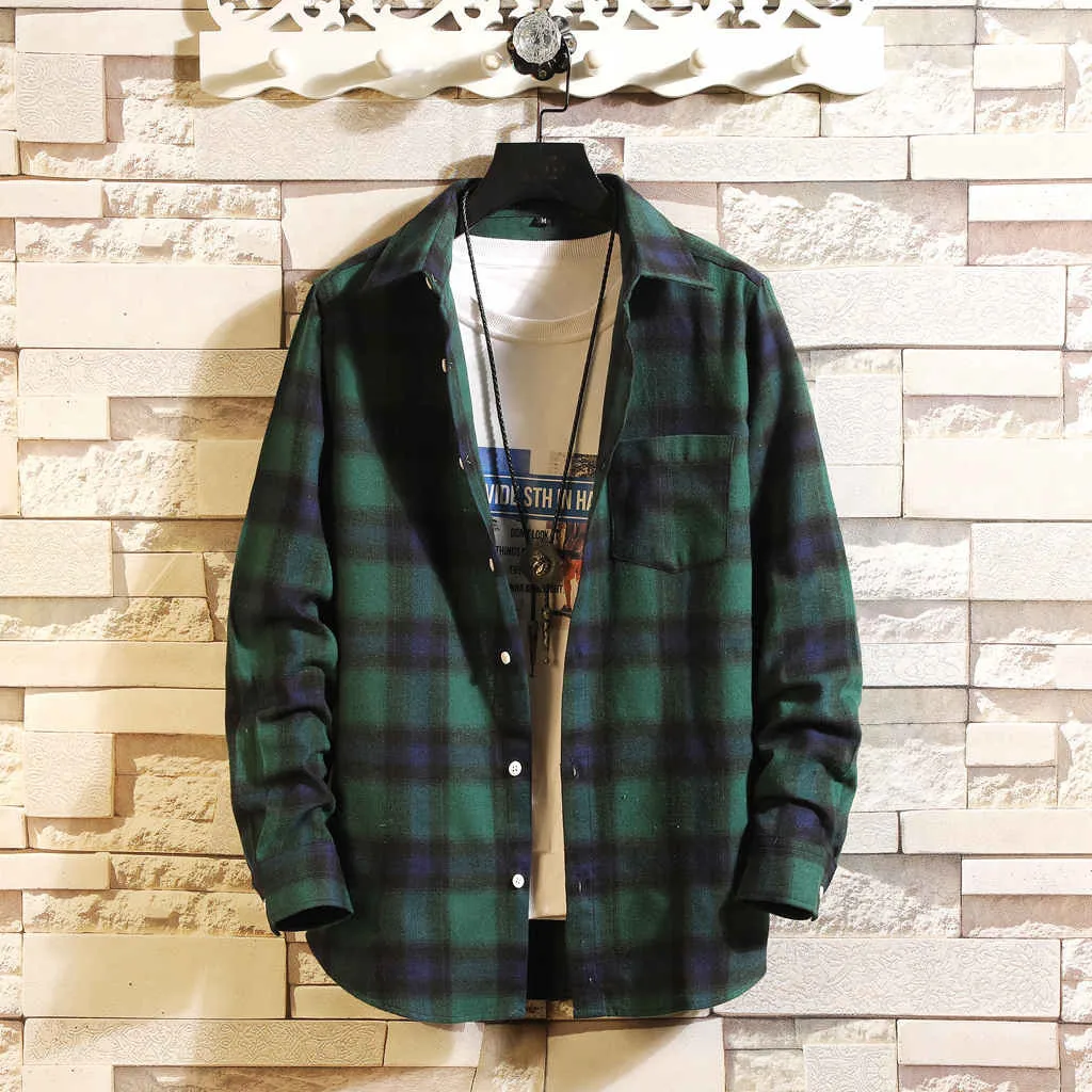 

Casual Men's Shirt Camisa Autumn Winter Long Sleeve Shirt men Fashion Loose Daily Plaid Blouse Top Streetwear Camisa masculina