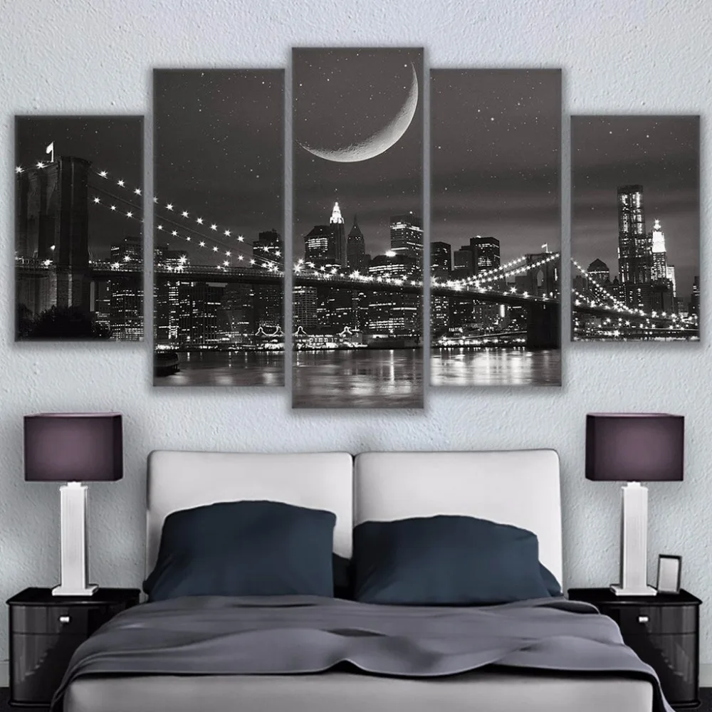 

Painting Abstract Art Framework Wall Modular Picture For Living Room Home Decoration 5 Panel City New York Canvas Prints Poster