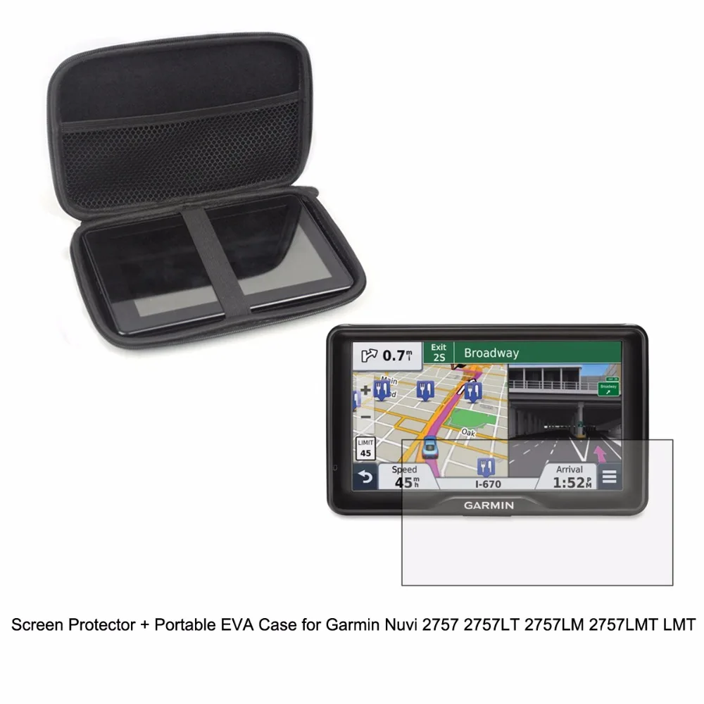 

7'' Inche Vehicle Portable Protect Case bag + Clear Screen Protector Shield Film for Garmin Nuvi 2757 2757LT 2757LM 2757LMT