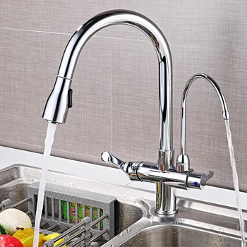 

Kitchen Faucets Chrome Drinking Water Pull Out Kitchen Tap Single Hole Handle Swivel 360 Degree Water Mixer Tap Mixer Tap