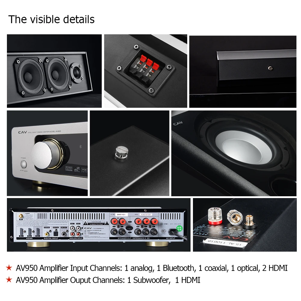 CAV Home Theater System 5.1 Bluetooth Soundbar Subwoofer Smart Multi 5.1-Channel Metal DTS Surround Dolby Digital Home Theater CAV Home Theater System 5.1 Bluetooth Soundbar Subwoofer Smart Multi 5.1-Channel Metal DTS Surround Dolby Digital Home Theater