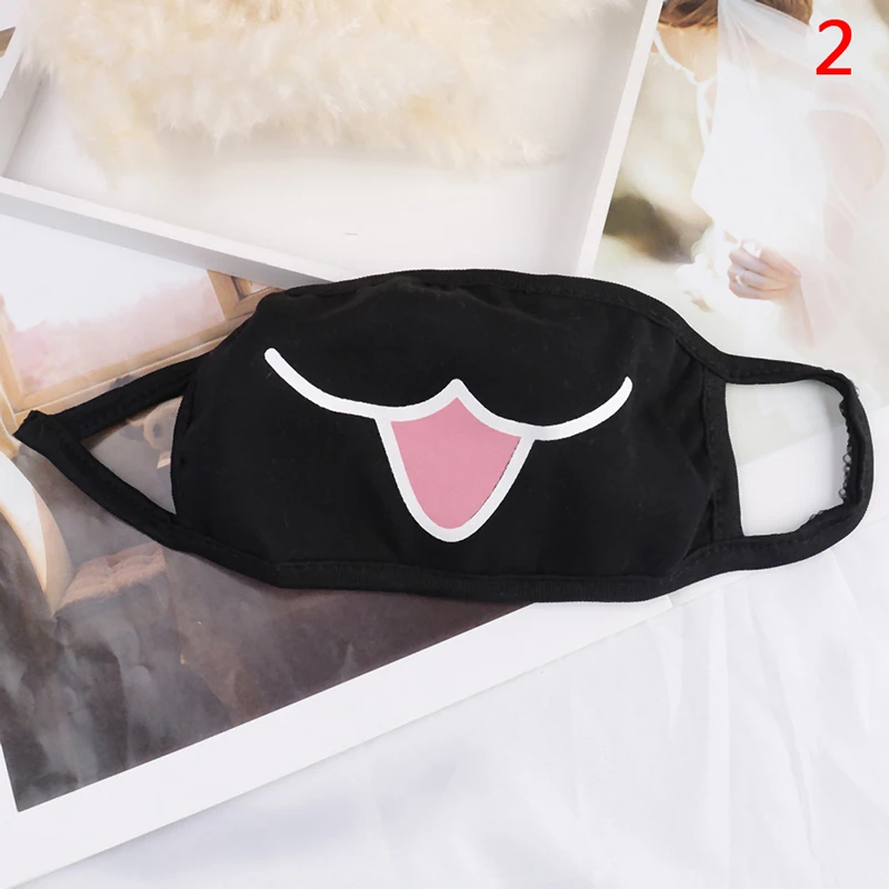 1PCS Anime Cotton Dustproof Mouth Face Mask Unisex Korean Kpop Black Bear Cycling Anti-Dust Cotton Facial Protective Cover Masks - Цвет: N2