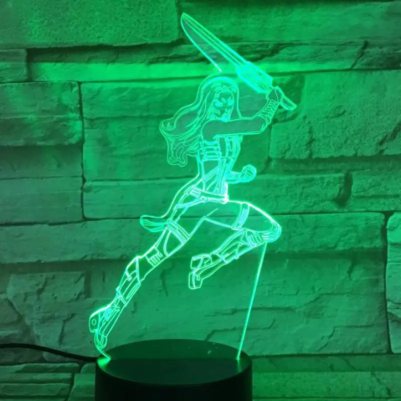 

Marvel The Avengers Super Heroe Gamora Figure 3d Illusion Usb 3d Led Night Light Multicolor Rgb Table Lamp Bedroom Birthday Gift