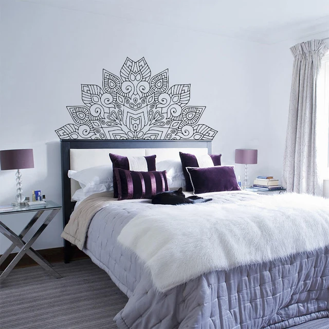 New Arrival Mandala Flower Beds Headboard Vinyl Sticker Lotus Boho