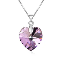 Best Quality 100% Original Crystals from Swarovski Heart Pendant Necklaces Women Handmade Maxi Collares Valentine’s Day Gift