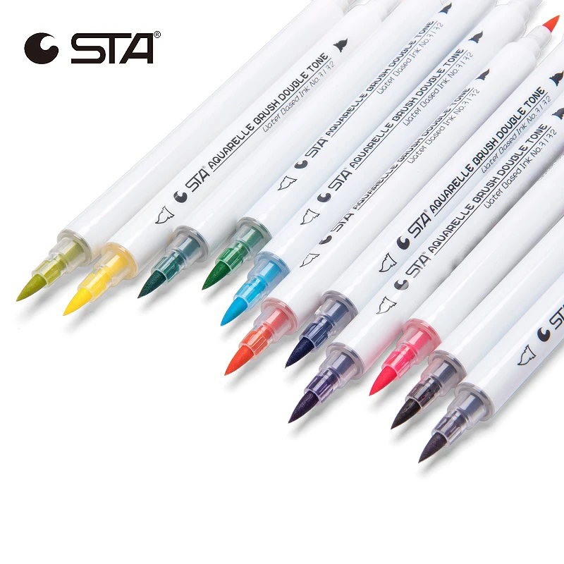 

STA 3132 Art Markers Water-soluble Double Head Pen For Drawing Comics Hand-painted Brush Marker Set Art Supplies Dual Tip Pens