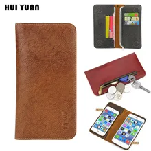 Luxury General Pouch Zipper Wallet Real Leather Case for iphone 7 6s 5s, 6 Plus 5c SE, for Samsung Galaxy S6 S7 Cover Card Slot