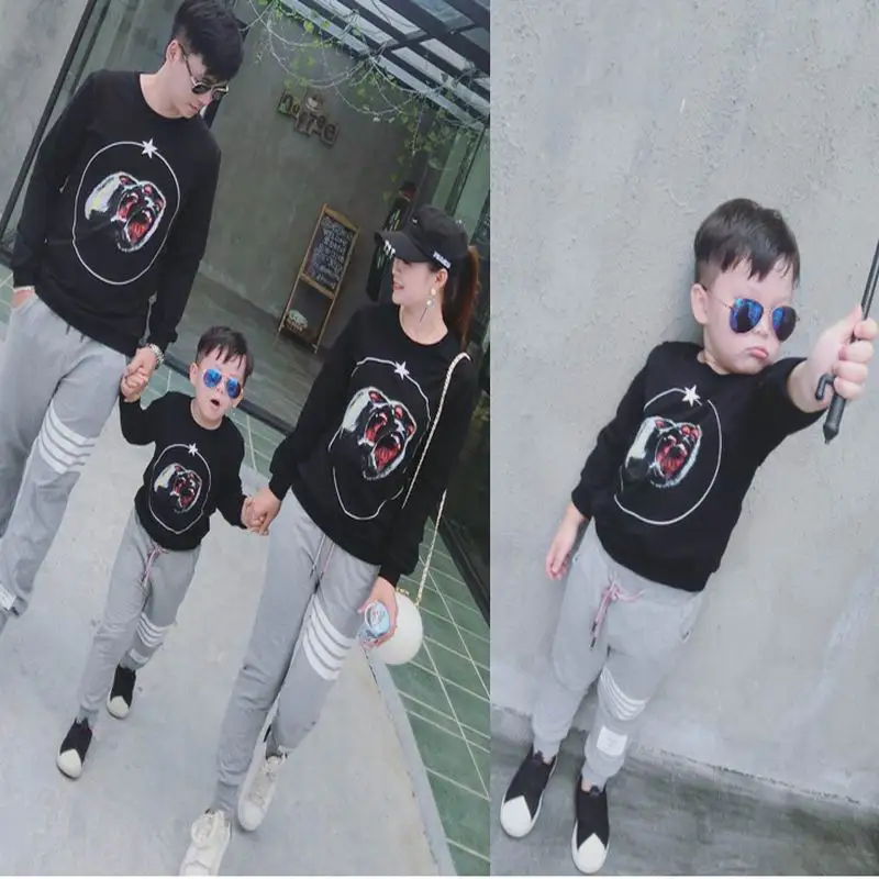 mom dad son and daughter matching outfits