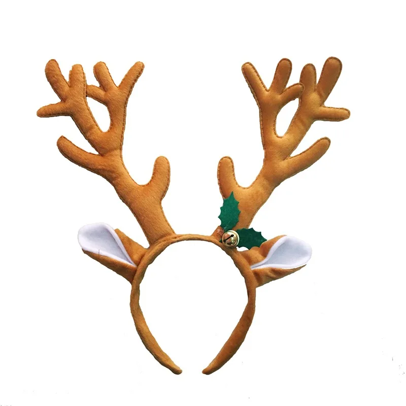1pc Red Brown Antlers Hair Bands Christmas bells Christmas Antlers headband cuffs For party New Year Xmas Decorations