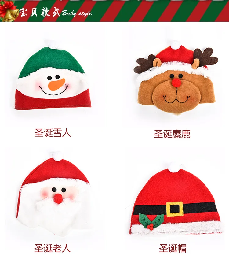 

6pieces Xmas Decoration Santa Claus, Snowman, Deer Hats Christmas , happy new year bolas de natal papai noel enfeites navidad