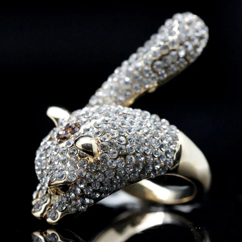 Chran Unique Animal Style Rhodium Plated Ladies Jewelry Wholesale Exquisite Charming Snail Shape Crystal Rings for Women