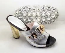 Artikel-nr. ZS4 silber Afrikanische partei schuh und tasche set neue italienischen high heel schuh und tasche mit steinen und malerei