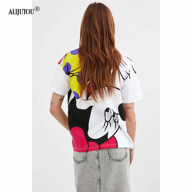 Zaraing 2019 New Cute Cartoon Mickey Mouse T Shirts For Women Elegant Harajuku Minnie T Shirt Girl Casual Tops Female Print Tees