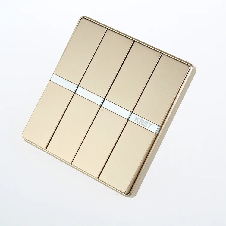 

Home Furnishing Wall Switch Socket, 86 Concealed Large Plate Of Champagne Gold, Four Single-Control Switch, 10A PC 220V