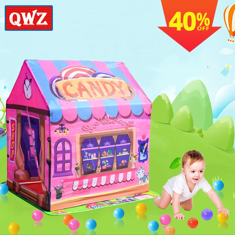 

QWZ New Kids toys tents Foldable Portable Dessert House Indoor Outdoor Play Tents Play Mat Rug Playhouse For Child Best Gifts