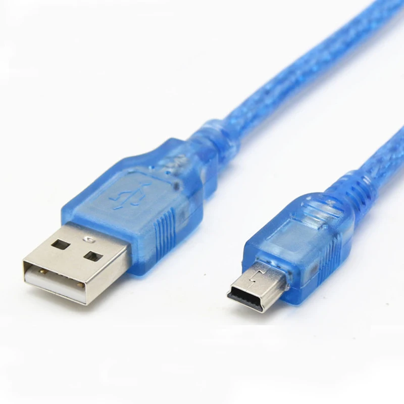 Синий короткий USB 2 0 A штекер в Mini 5 Pin B кабель для передачи данных зарядный шнур