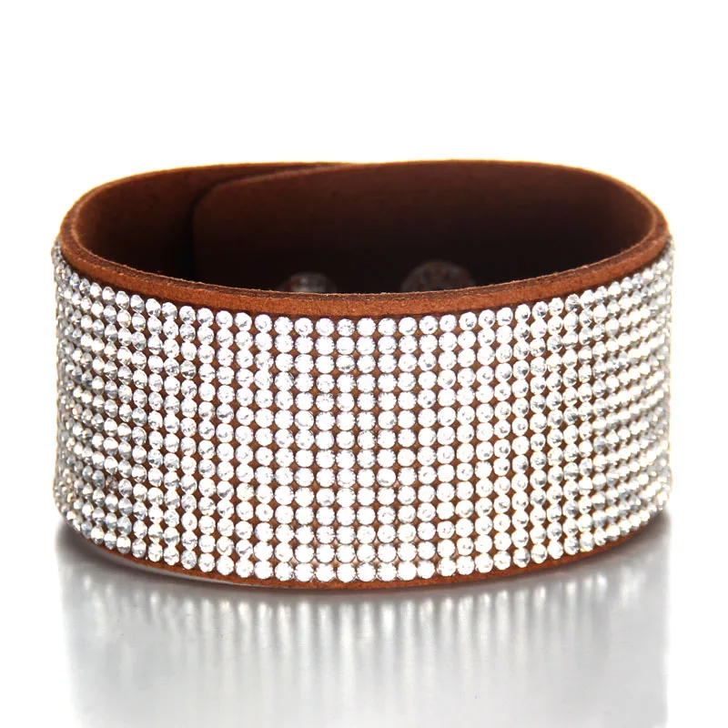 Bracelet Jewelry Leather Crystal Alloy Rhinestone Wide Warp Euramerican Casual Classic Bracelets For Women