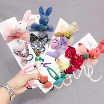 

5pcs Cute Mickey Rabbit Bow Hair Accessories For Girls rabbit Hair Clips Hair Band Headband Hair Star Princess Set