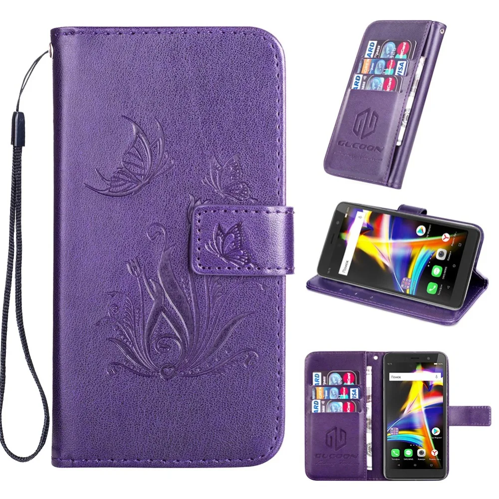 

GUCOON Embossed PU Leather Case for BQ BQ-5508L Next LTE 5.5inch Eiffel Tower Flowers Butterfly Flip Wallet Cover
