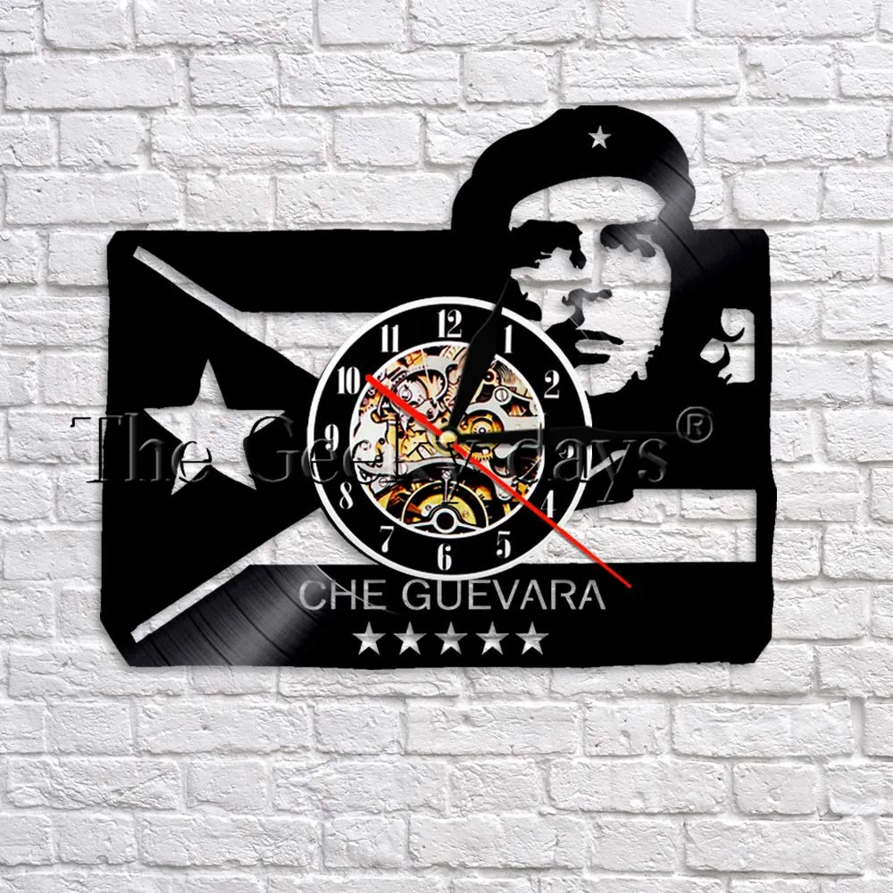 

1Piece Che Guevara Revolutionary With Cuban Flag Vinyl Wall Clock Handmade Bedroom Nursery Wall Decor Best Gifts For Man Women
