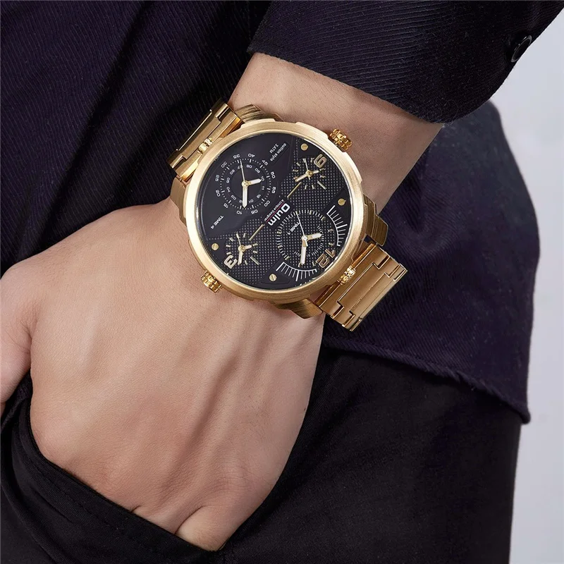 Oulm New Listing Big Size Four Time Zone Watches Men Luxury Brand Golden Quartz Male Clock Full Steel Men's Military Watch Hours Oulm New Listing Big Size Four Time Zone Watches Men Luxury Brand Golden Quartz Male Clock Full Steel Men's Military Watch Hours