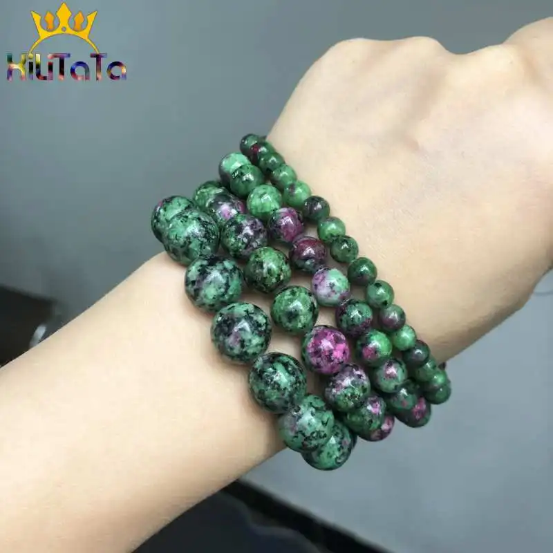 Natural Epidote Zoisite Stone Beads Smooth Round Loose Beads For Jewelry Making DIY Bracelet Necklace 15”Strand 6/8/10/12mm