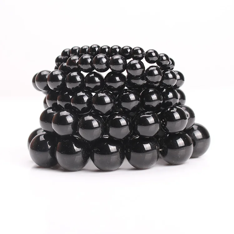 

Fashion Natural Obsidian Bracelet & Bangle Jewelry For Men And Women Beauty Health Classic Black Round Beads Bracelets