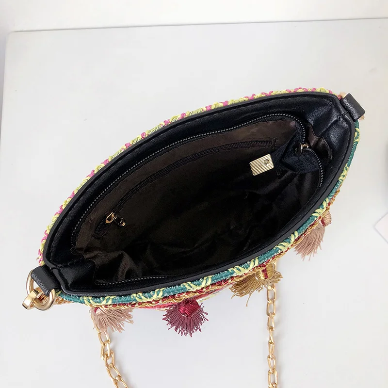 Summer Women Tassel Casual Straw Bags INS Popular Female Handbag Fashion Lady Chains Shoulder Bag Holiday Weave Crossbody SS3288 (18)