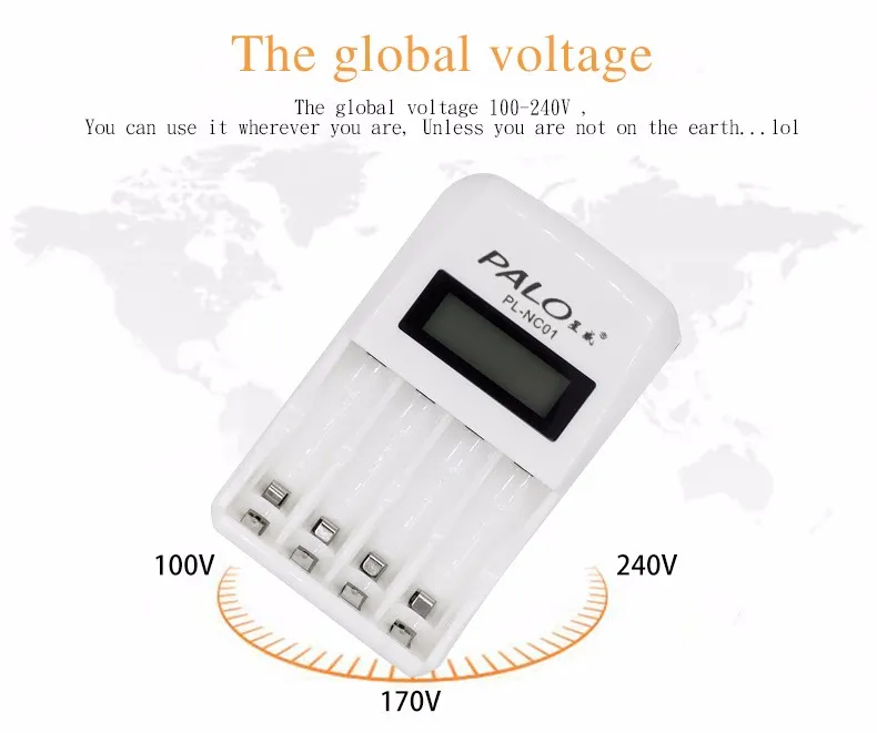 PALO 8 шт. AA 3000mAh Ni-MH 1,2 V перезаряжаемые батареи aa аккумулятор с ЖК-дисплеем смарт-зарядное устройство